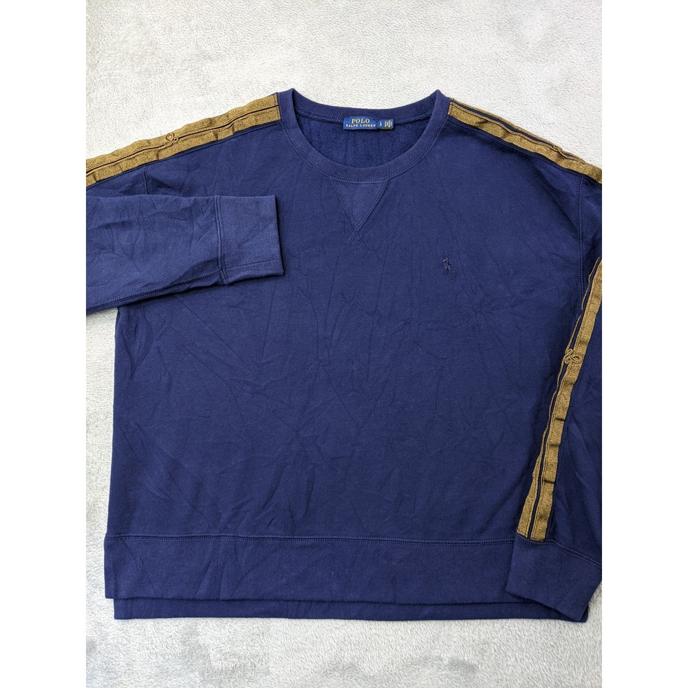 Polo Ralph Lauren Women's L Long Sleeve Pullover Sweatshirt Navy w/Gold Braids - Picture 2 of 11